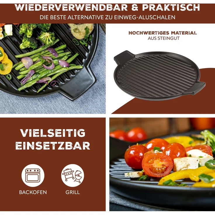 Bremermann Grillpfanne, Steingut schwarz, 38 cm – Bild 3