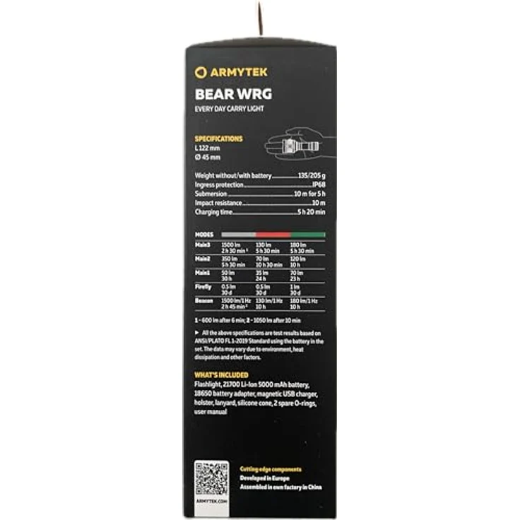 ArmyTek Bear WRG Taschenlampe, 1500 lm, 3 Lichtfarben (weiß, rot, grün), 12.20 cm, inkl. Silikonkegel und Handschlaufe – Bild 5