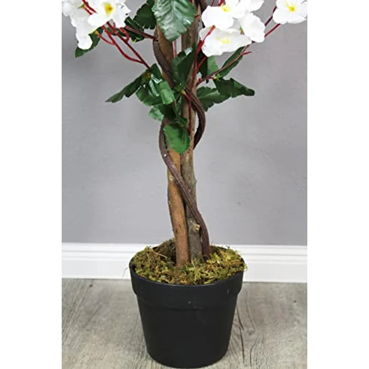 Arnusa Kunstpflanze Blütenbaum 120 cm Wintersweet Künstliche Pflanze Blüten Kunstbaum im Topf Frühlings Pflanze (Weiß) – Bild 4