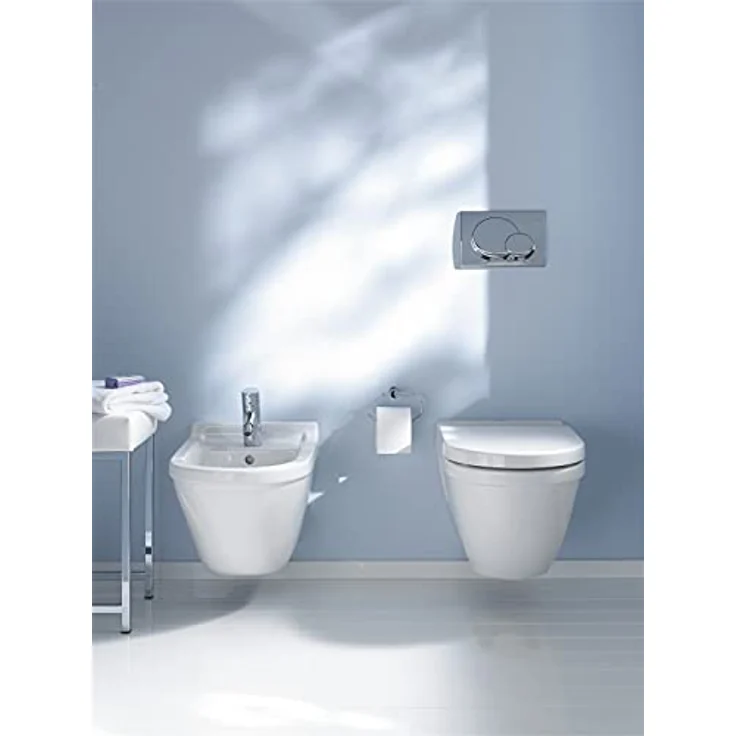 Duravit WC-Sitz Starck 3, Weiß, 43,1 cm x 37 cm x 4,3 cm mit Absenkautomatik und Edelstahlscharniere – Bild 8