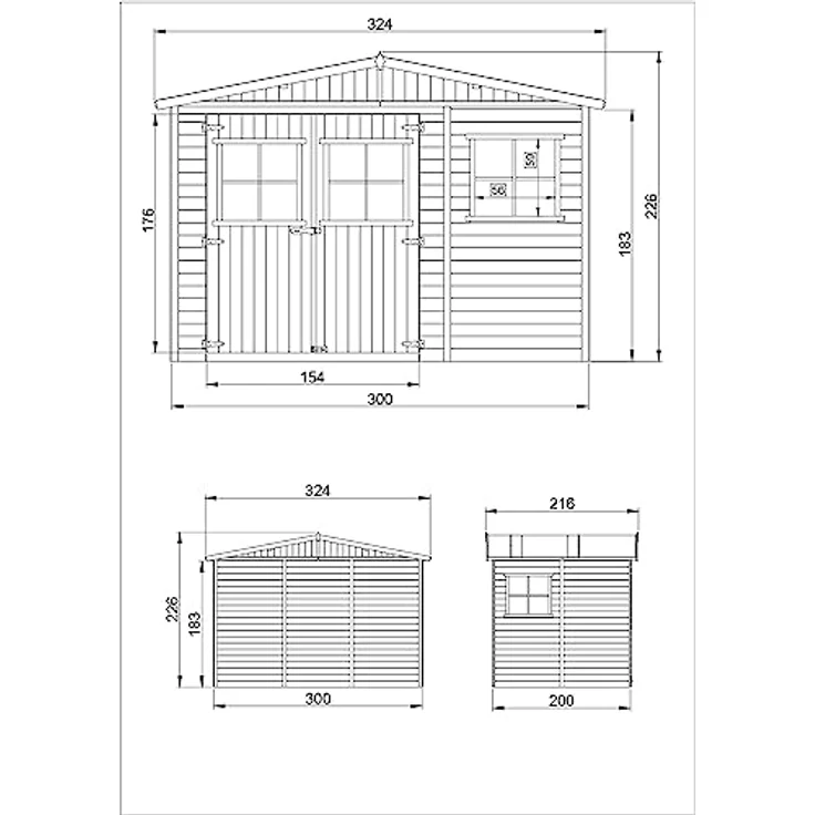 TIMBELA M334 Gartenhaus Holz mit Fenstern - Geräteschuppen Holz H226x318x220 cm/6 m² - Gerätehaus Gartenhütte Fahrradgarage Holz – Bild 4
