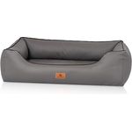 Knuffelwuff orthopädisches Hundebett aus Kunstleder Lovelock M-L 85 x 63cm Grau