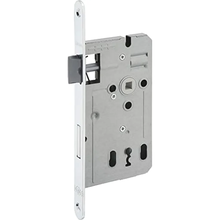 Dormakaba Einsteckschloss ergo BB, Dornmaß 55 mm, verzinkter Stahl silberfärbig, mit Rosettenlöchern und 8 mm Nuss – Bild 1