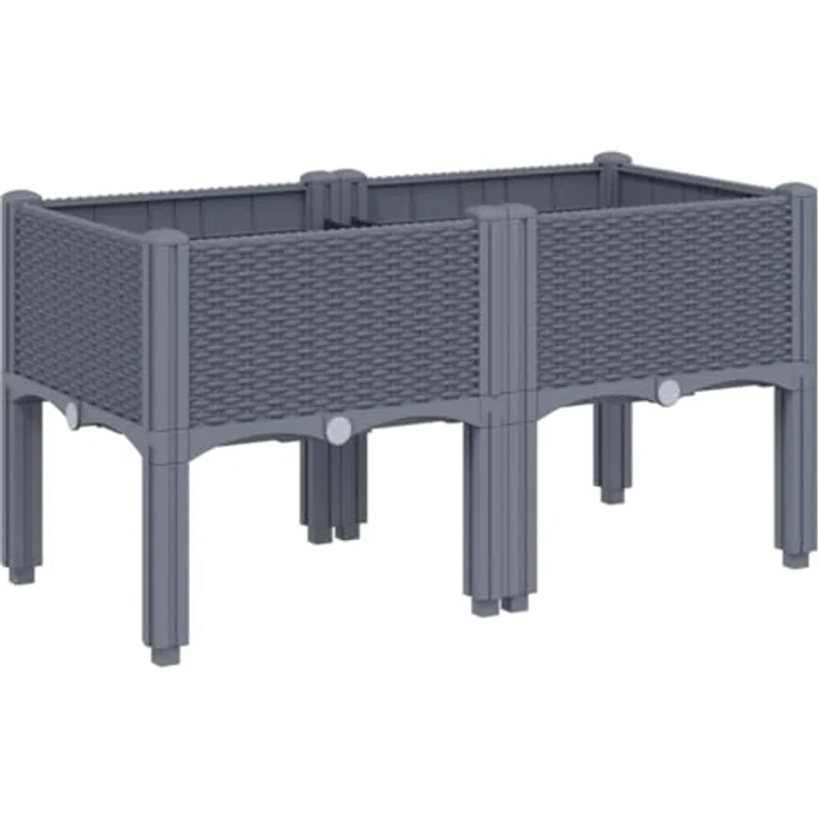 vidaXL Pflanzkasten mit Beinen Grau 80x40x42 cm PP – Bild 1