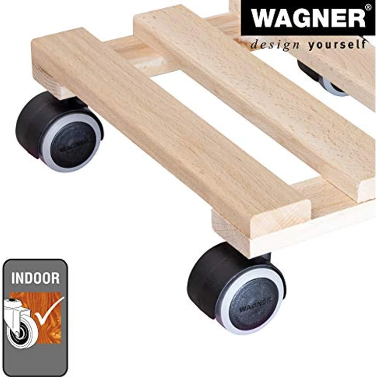 WAGNER Pflanzenroller PALETTI 25 x 25 cm I Pflanzenroller für Innenbereich, BUCHE Natur I Blumenroller aus FSC-Massivholz I Kübelroller aus Holz I Tragkraft 100 kg I Made in EU ? 20009701 – Bild 5