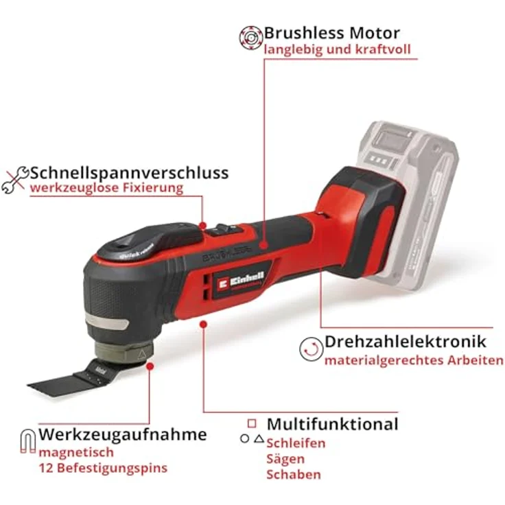 Einhell Akku-Multifunktionswerkzeug TP-MG 18 Li BL - Solo, Vielseitiges Multitool mit PurePOWER Brushless Motor – Bild 3