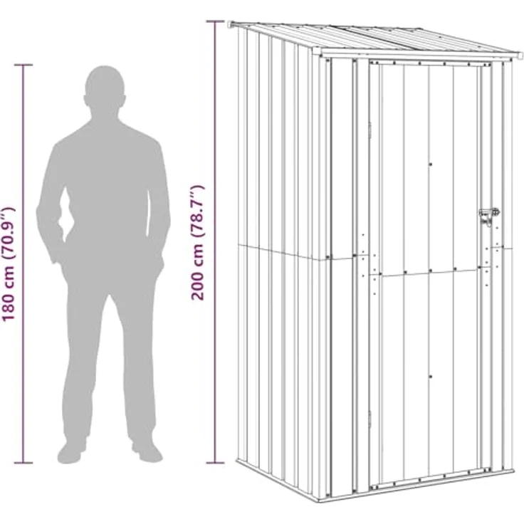 vidaXL Gartenhütte Anthrazit, Metall, rechteckig, wetterfest, 103 x 86 x 200 cm, ideal für Werkzeugaufbewahrung und Outdoor-Zubehör – Bild 4