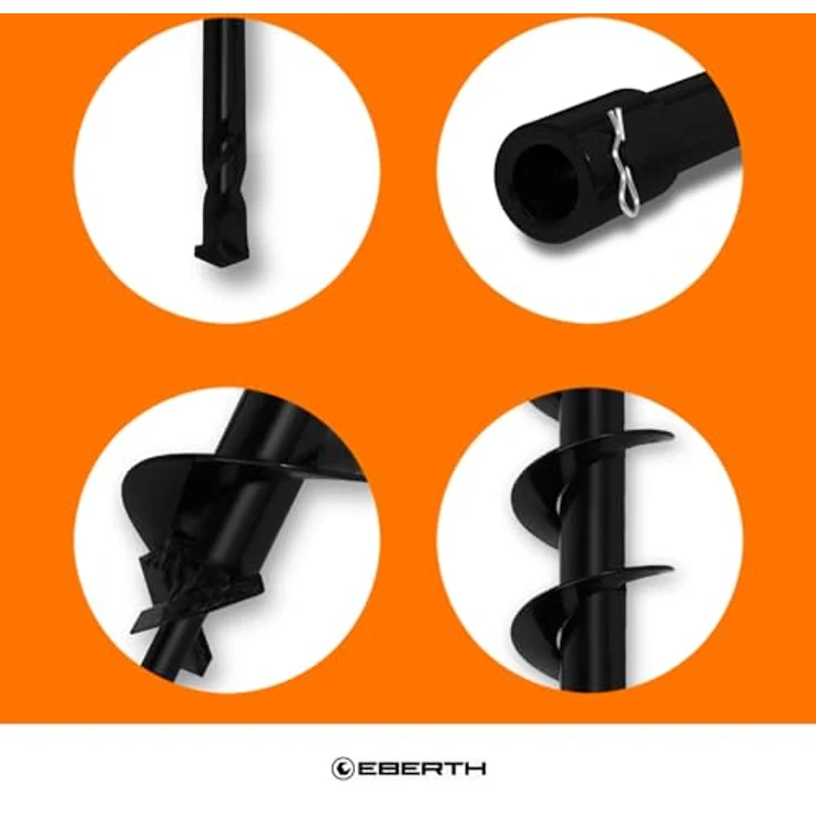 EBERTH Erdbohrer Gartenschnecke, 80 mm Durchmesser, 800 mm Länge, Aufnahme 20 mm, schwarz lackiert – Bild 7