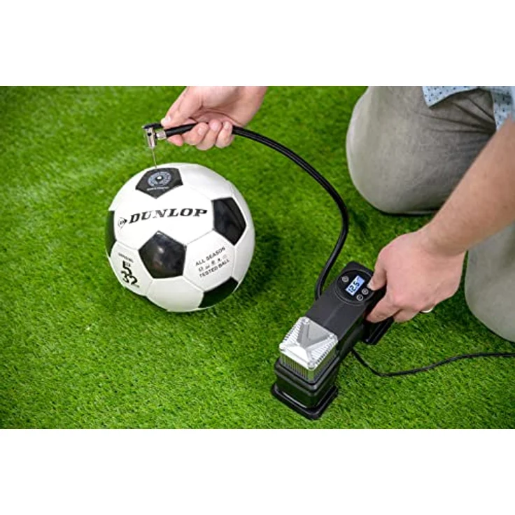 Dunlop Digitaler Luftkompressor - Luftpumpe 150PSI/10Bar - Inkl. 3 Aufsätze - Digitale LED Anzeige - Schwarz – Bild 6