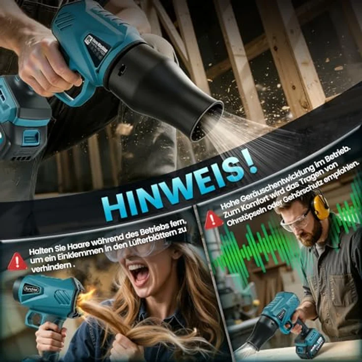 Bundviel Akku-Laubbläser Turbo Gebläse 80m/s Jet Fan, batteriebetrieben, 2x 21V 4000mAh Akkus, blau – Bild 8