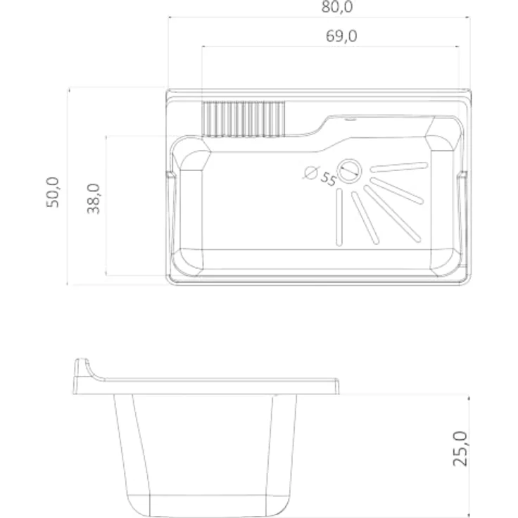 HAK Unterschrank mit Ausgussbecken aus Kunststoff 80x50 cm, inklusive Siphon – Bild 5