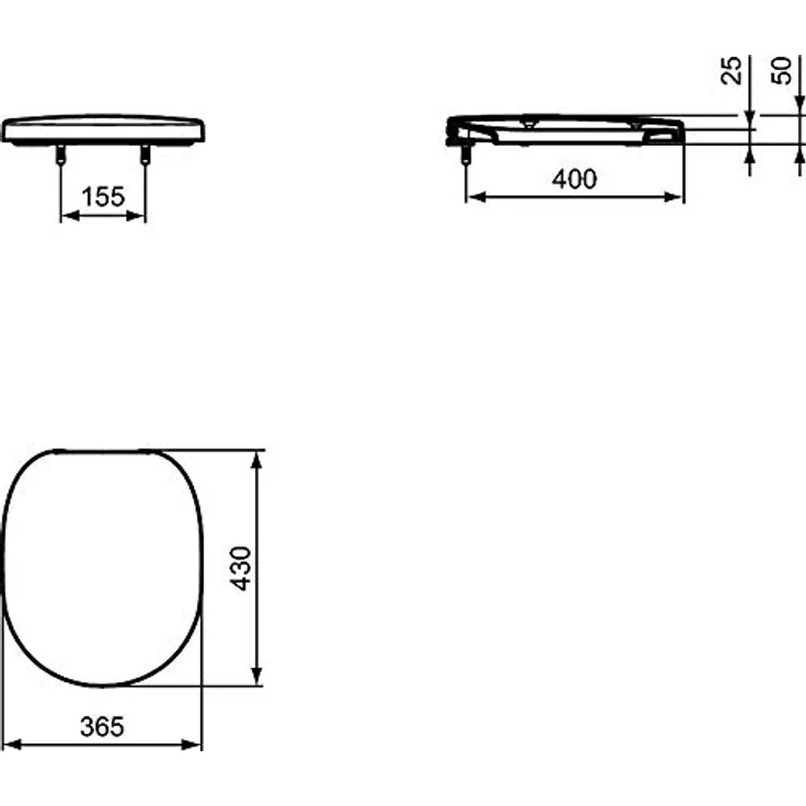 Ideal Standard WC-Sitz Connect Freedom, Duroplast-Kunststoff, kratzfest, Weiß mit Edelstahlscharniere und Winkelpuffern – Bild 4