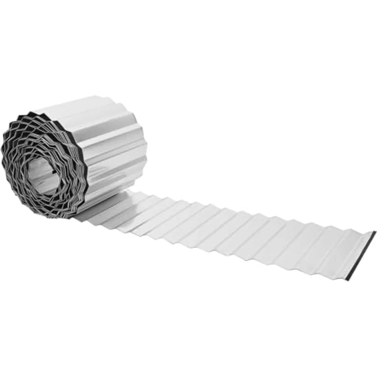 vidaXL Beetumrandung Raseneinfassung 5 m x 20 cm aus verzinktem Stahl, silber, wetterbeständig und UV-beständig – Bild 1