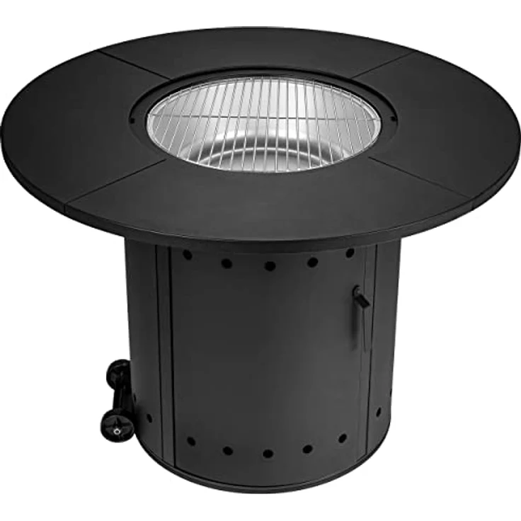 Meateor Feuertisch Ambiente, runder Gartentisch mit Kohlewanne und Grillfunktion, Stahl-Werkstoff, schwarz - Preisvergleich – Bild 1