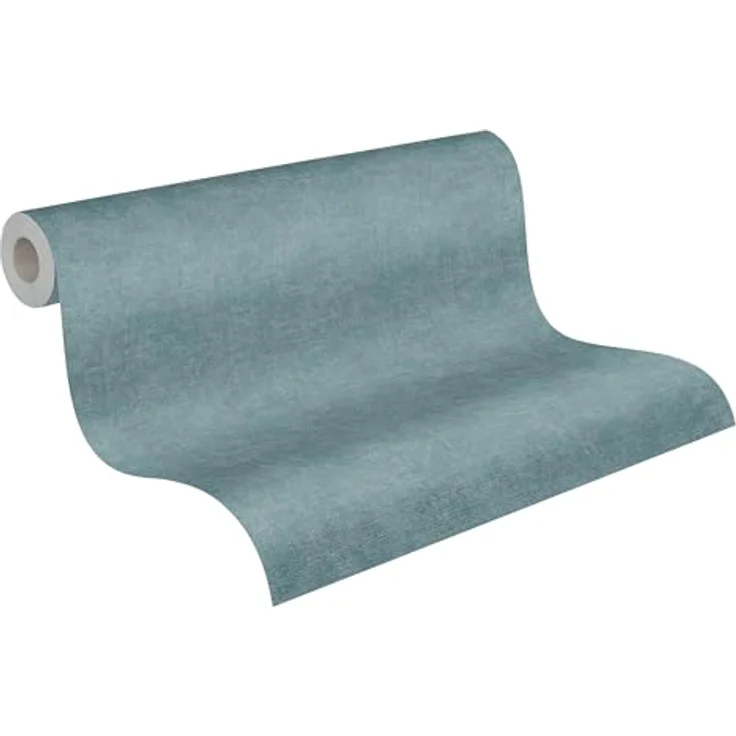 A.S. Création Smart Surfaces Vliestapete in Putzoptik, einfarbig blau petrol, 10,05 m x 0,53 m, robust, Made in Germany – Bild 1