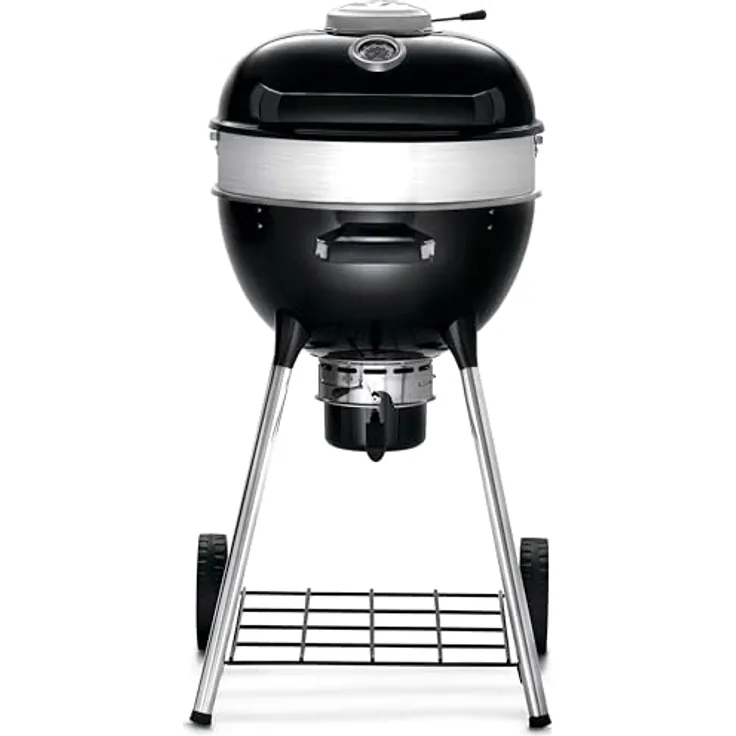 Napoleon PRO18 Compact, Holzkohle-Kugelgrill schwarz mit 240 in² Kochfläche, porzellanemailliertem Deckel, gusseisernem Grillrost und konischem Vortex-Wärmemanagement