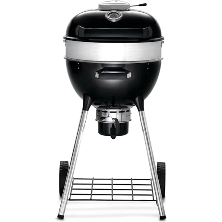 Napoleon PRO18 Compact, Holzkohle-Kugelgrill schwarz mit 240 in² Kochfläche, porzellanemailliertem Deckel, gusseisernem Grillrost und konischem Vortex-Wärmemanagement – Bild 1