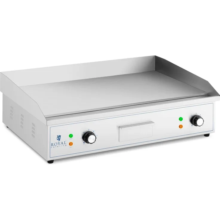 Royal Catering Elektrogrill Elektro Grillplatte Griddleplatte Elektro 727 x 420 mm glatt 4.400 W, 4400 W - Gusseisen, 10 mm stark, raucharm, Edelstahl-Gehäuse