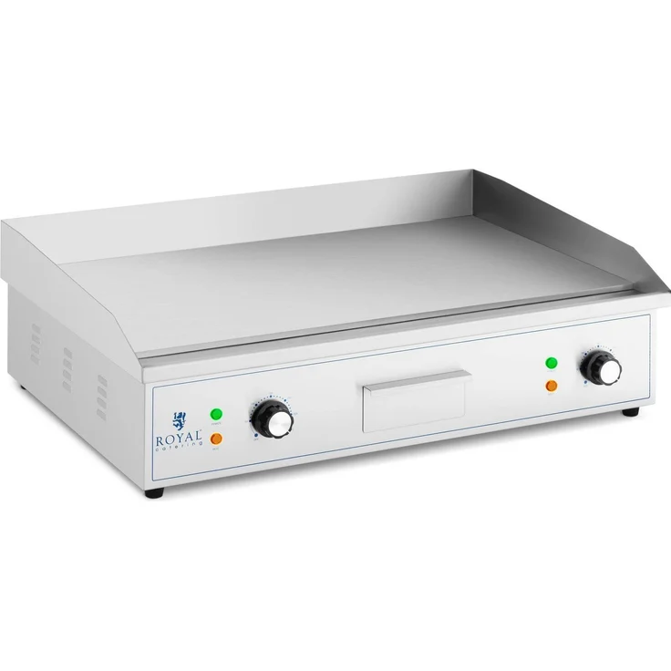 Royal Catering Elektrogrill Elektro Grillplatte Griddleplatte Elektro 727 x 420 mm glatt 4.400 W, 4400 W - Gusseisen, 10 mm stark, raucharm, Edelstahl-Gehäuse