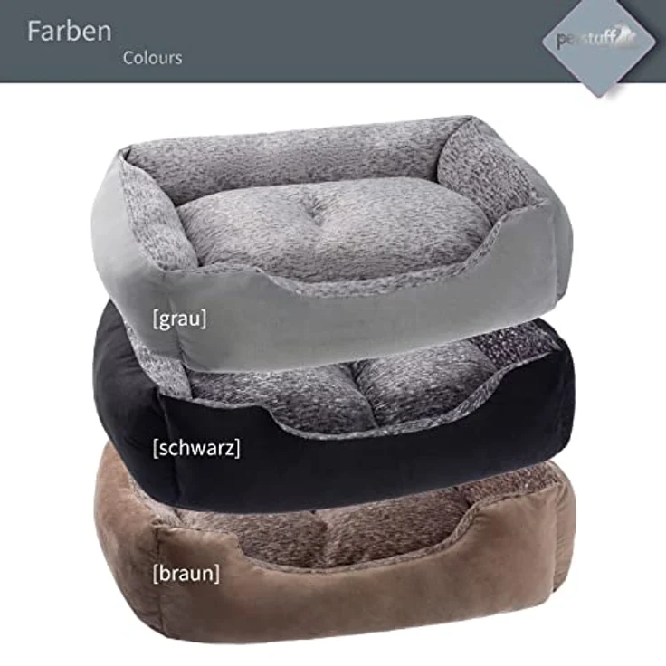 Petstuff Hundebett, Kissen herausnehmbar, flauschig, waschbar, Farb- u. Größenwahl, grau, S – Bild 4