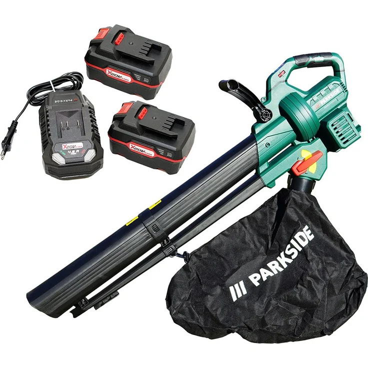 Parkside Akku-Laubsauger 40V PLSBA 40, 3-in-1 Funktion, 6-stufige Drehzahlregulierung, 40-Liter-Fangsack, 570 m³/h Saugleistung, 210 km/h Blasgeschwindigkeit, Lithium-Ionen-Akku, ergonomischer Griff, rutschhemmend (blau) – Bild 1