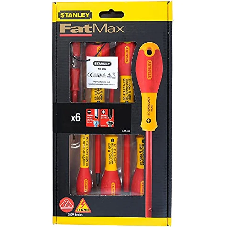 Stanley FatMax Schraubenzieher Set 6-tlg (isoliert, SL2.5-4-5.5,PZ1-2, Spannungstester, Chrom-Vanadium Stahl) 0-65-443 – Bild 2