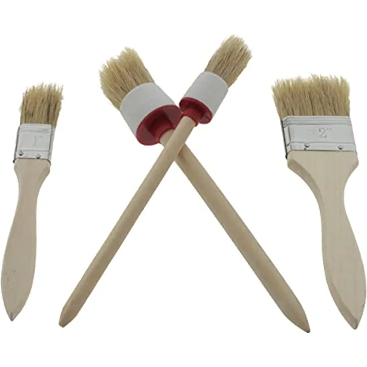 der kleine Handwerker Pinsel Set 4 TLG Rundpinsel und Flachpinsel für Farben und Lacke mit Synthetik Borsten und Holzgriff