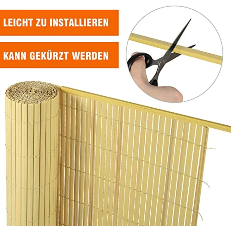 Sekey PVC Zaunschiene Abdeckprofil 5pcs x 1m, Schutzzubehör für PVC Sichtschutzmatte, 1 m/Wurzel, 5er Set, Bambus – Bild 4