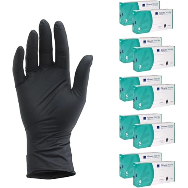 ABENA Nitrilhandschuhe S, 1000 Stück – Einmalhandschuhe Schwarz, puderfrei, latexfrei, reißfest und griffig, lebensmittelsicher, für präzise Aufgaben – Bild 1