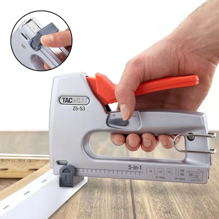 Tacwise Handtacker/-nagler Z-CT Heavy Duty, vielseitig einsetzbar für Heftklammern und Nägel, silber/orange – Bild 5