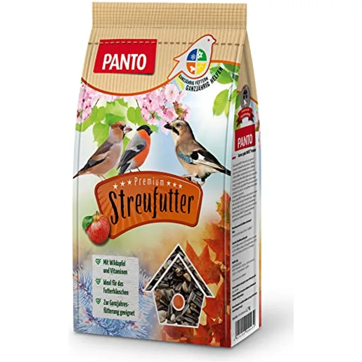 PANTO® Premium Streufutter mit Wildapfel VPE 4 x 1,7 kg ganzjährige Streufuttermischung ohne Getreide