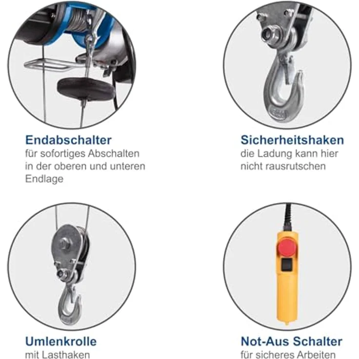 Scheppach elektrischer Seilzug HRS400 (Tragkraft 400 Kg, 780 W, Hubhöhe 12 m, Drahtseil 12 m) – Bild 4