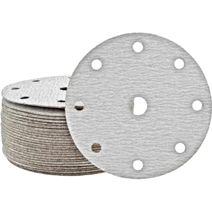MioTools Shark Schleifscheiben 150 mm, 9-Loch (50 Stk.), K180 für Exzenterschleifer, Normalkorund, vielseitig einsetzbar – Bild 1