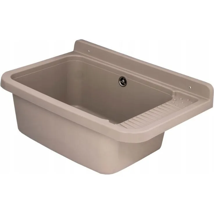 QLS Küchenspüle CELIA, Kunststoff-Spülbecken, 59x38 cm, für Garten Garage Werkstatt, robust und leicht zu reinigen - Preisvergleich