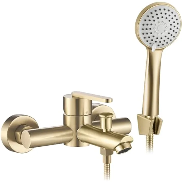 Rea Badewannenarmatur Ontario Js-11803Bg, Gebürstetes Gold, Komfortable Wasserregulierung, Solide Konstruktion, Modernes Design, Einfache Montage, 17,5X15X23,5Cm