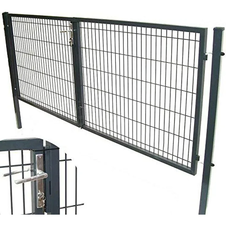 Quadratrohr Doppelflügeltor Gartentor Gartenzaun Tor Doppeltor Flügeltor Hoftor 300x140 AWZ