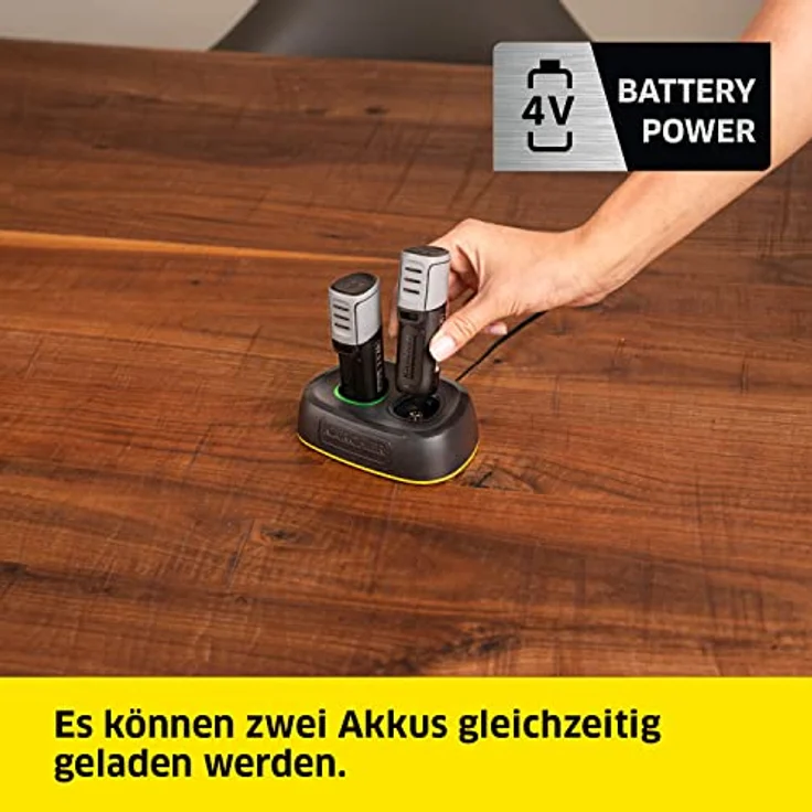 Kärcher Fast Charger Duo Battery Power 4 V, Schnellladegerät für 2 Akkus, max. Ladestrom 2 x 2,5 A, LED-Anzeige, Ladezeit 50 min bis 80%, 70 min bis 100% – Bild 4