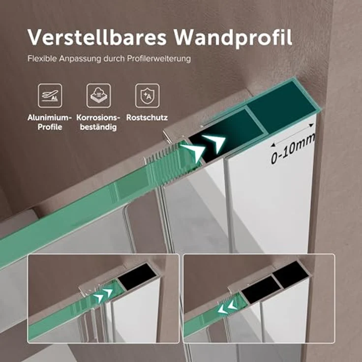 doporro Dusch-Schiebetür Duschtür Nischentür Duschabtrennung Duschkabine Klarglas Teramo4, 105x195 cm, Einscheibensicherheitsglas – Bild 2