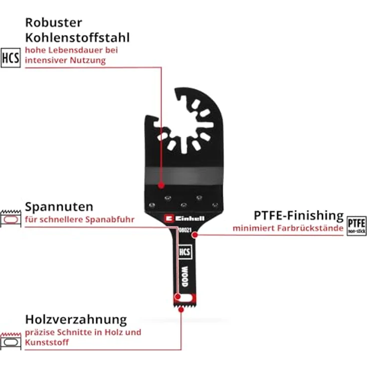 Einhell Tauchsägeblatt aus Kohlenstoffstahl für Holzbearbeitung, PTFE-Finishing, Eintauchtiefe 42 mm, Schnellwechselfunktion, Millimeter/Zoll-Skala – Bild 2