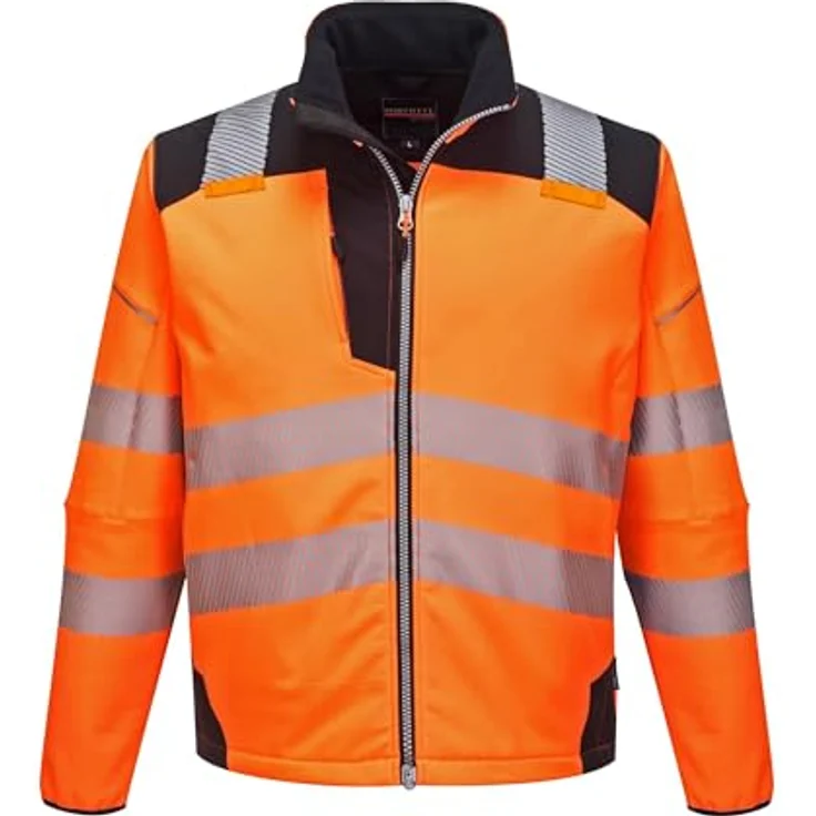 Portwest PW3 Warnschutz-Softshelljacke, 4XL, Orange/Schwarz, atmungsaktiv, wasserabweisend, mit HiVisTex Pro Reflektionsband – Bild 1