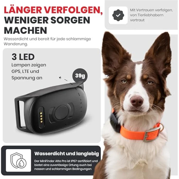 Atto Pro GPS-Tracker für Hunde & Katzen mit 4G, Echtzeit-Tracking, Fluchtalarm & unbegrenzter Reichweite – wasserdicht, mini – Bild 4