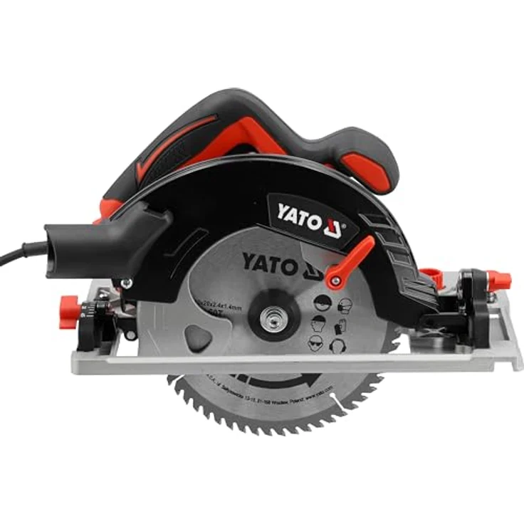 Yato Handkreissäge 1600 W, Kreissäge mit 190 mm Sägeblatt, 60 Zähne, 66 mm Schnittiefe, 0–45° Schnittwinkel, inkl. Führungsschiene – Bild 5