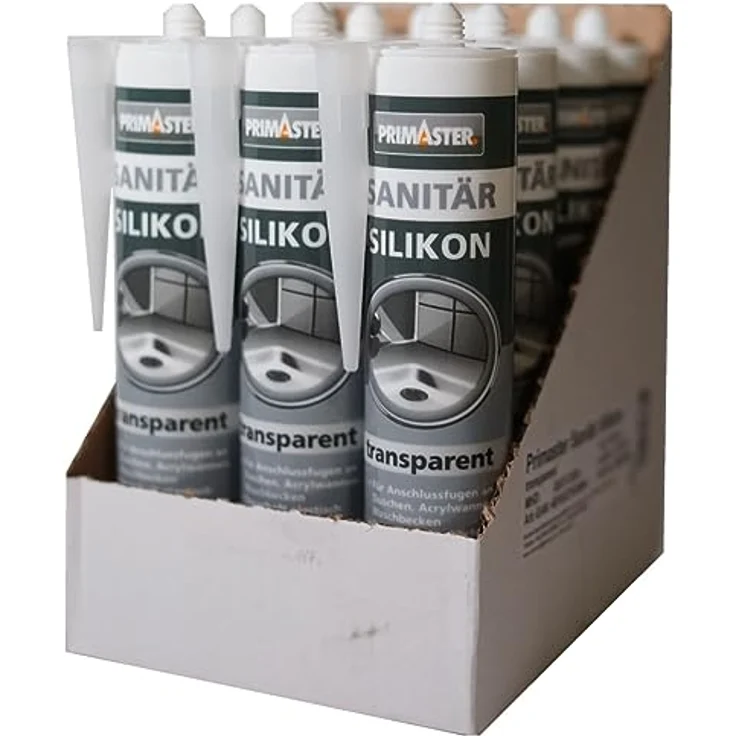 Primaster Sanitär Silikon transparent 310 ml 12 St. Kartonabnahme Silikon – Bild 1