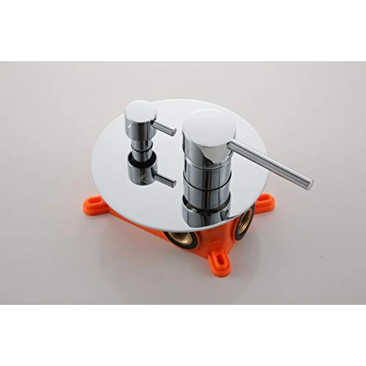 VALAZ Unterputz Duscharmatur Verchromt | Duschsystem mit Regendusche Regeneffekt | 2-Wege-Einhebeldusche, Edelstahl, Kopfbrause 25cm | Schnelle Wandmontage, Elegant, Jucar-serie – Bild 4