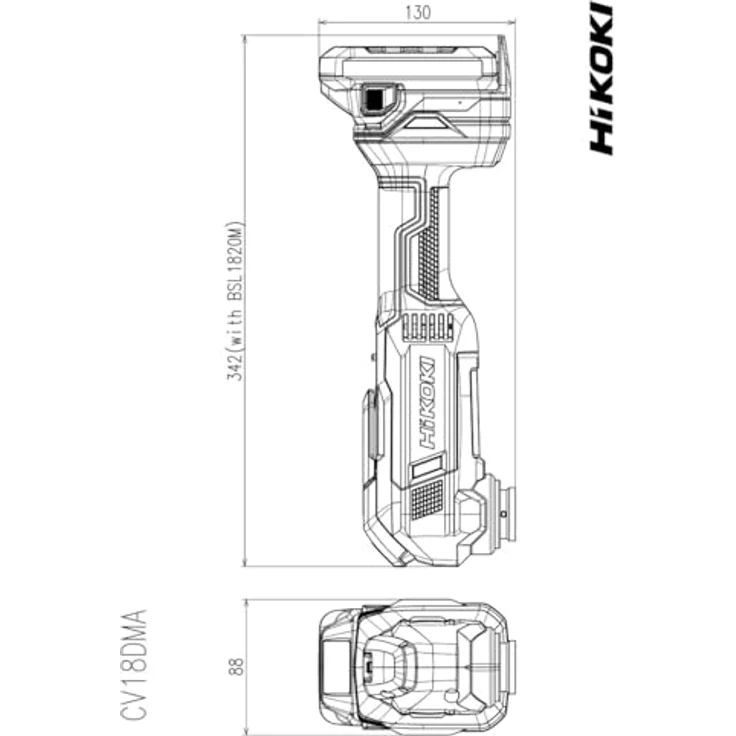 HiKOKI CV18DMA CV18DMAW2Z, Akku-Multifunktionswerkzeug 18V mit bürstenlosem Motor, variabler Geschwindigkeitsregelung und LED-Arbeitsleuchte – Bild 9