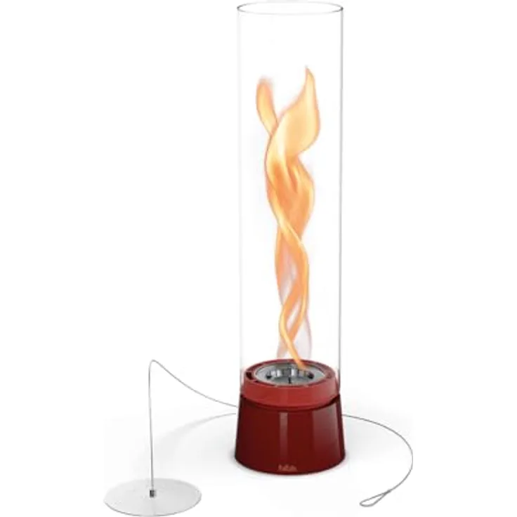 höfats Spin air 1200 Rot, Tischfeuer für Indoor & Outdoor mit Bioethanol-Brenner, emaillierter Gussfuß und langer Brenndauer