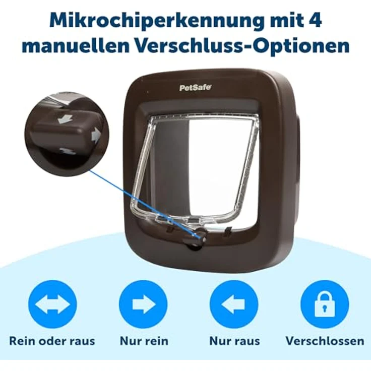 PetSafe Mikrochip Katzenklappe PPA19-16811, 2-Wege Haustierklappe mit RFID-Technologie, braun – Bild 6