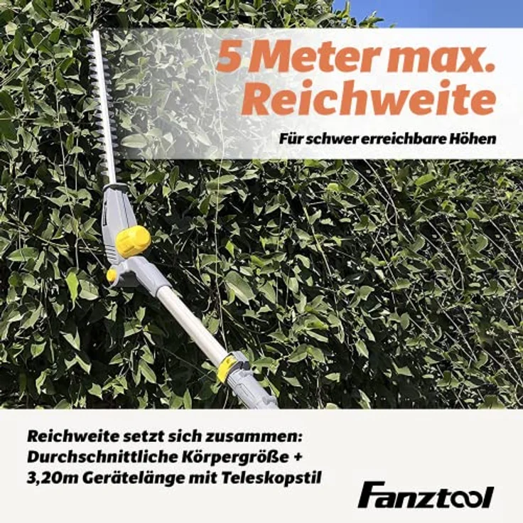 FANZTOOL Akku Teleskop Heckenschere Teleskopstiel mit 20V-2Ah Akku – Bild 6