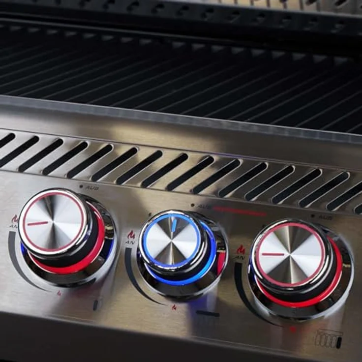 SANTOS S-518 Pro Edelstahl Gasgrill mit 5 Hauptbrennern, Backburner, 800°C Steakzone und beleuchteten Drehreglern – Bild 3