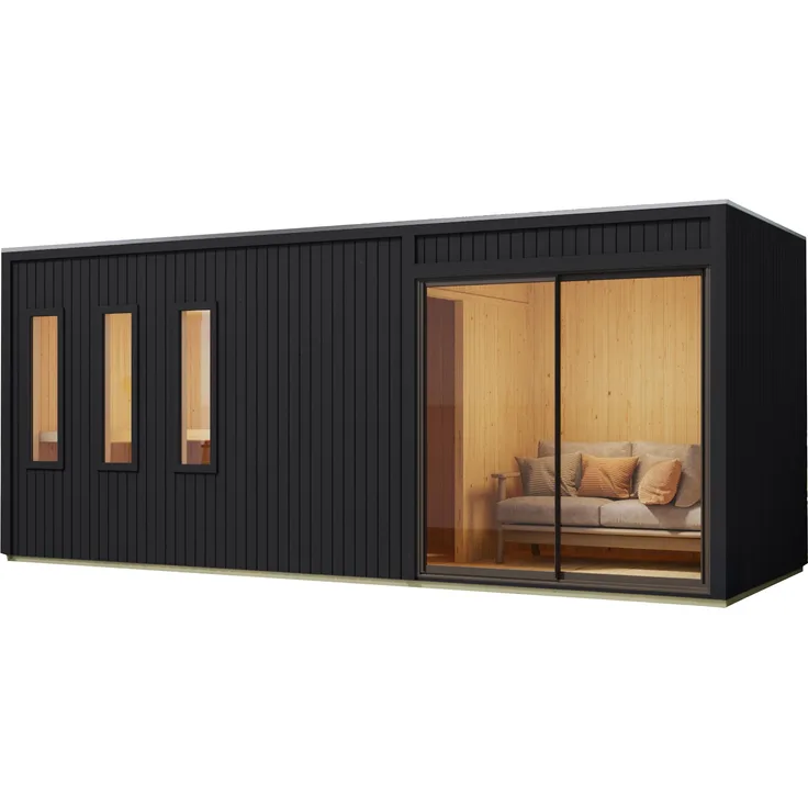 Karibu Saunahaus Ambra, Außensauna mit 9 kW Saunaofen und integrierter Steuerung, natur oder schwarz